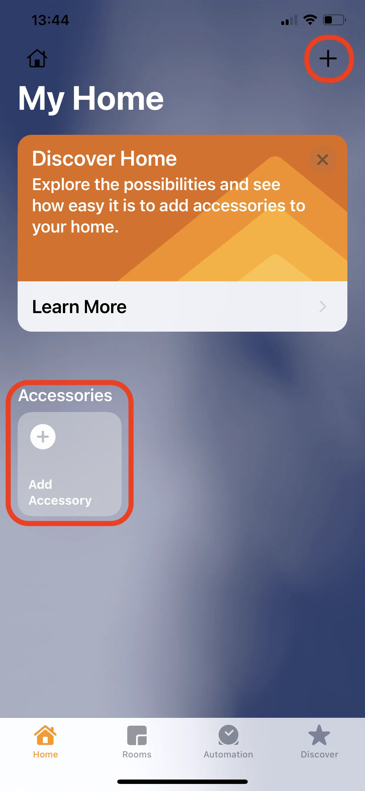 Home app add accessory