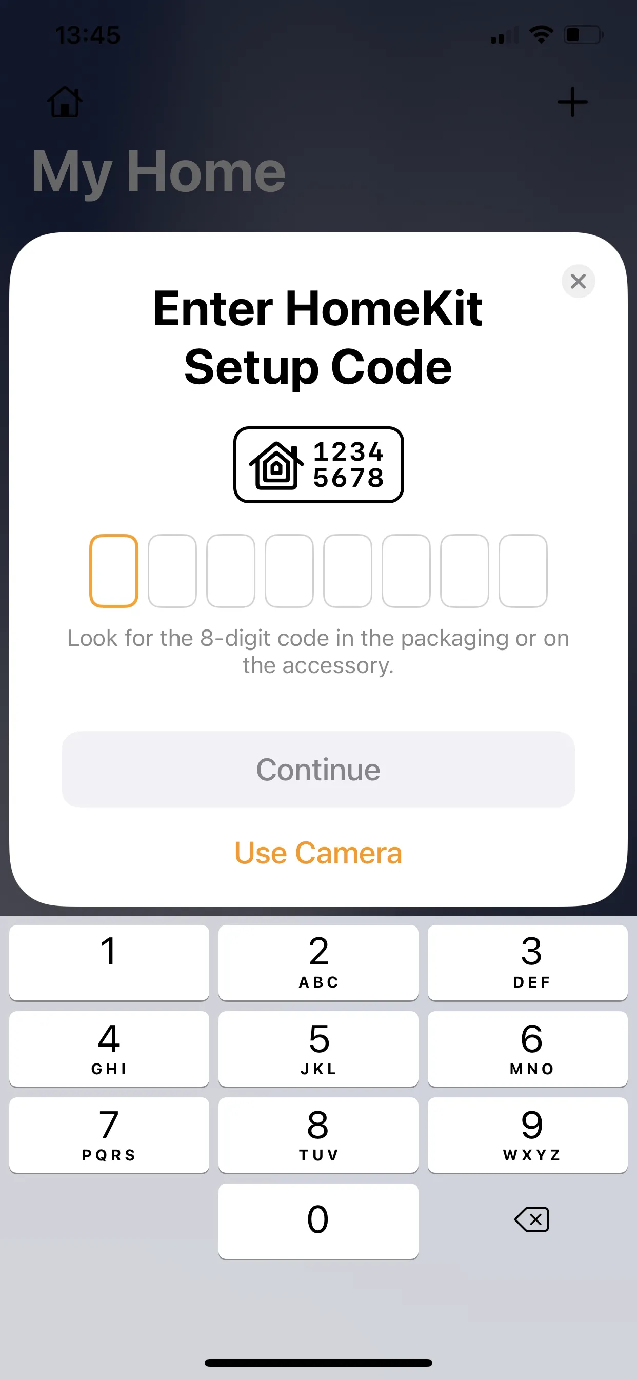 Enter setup code