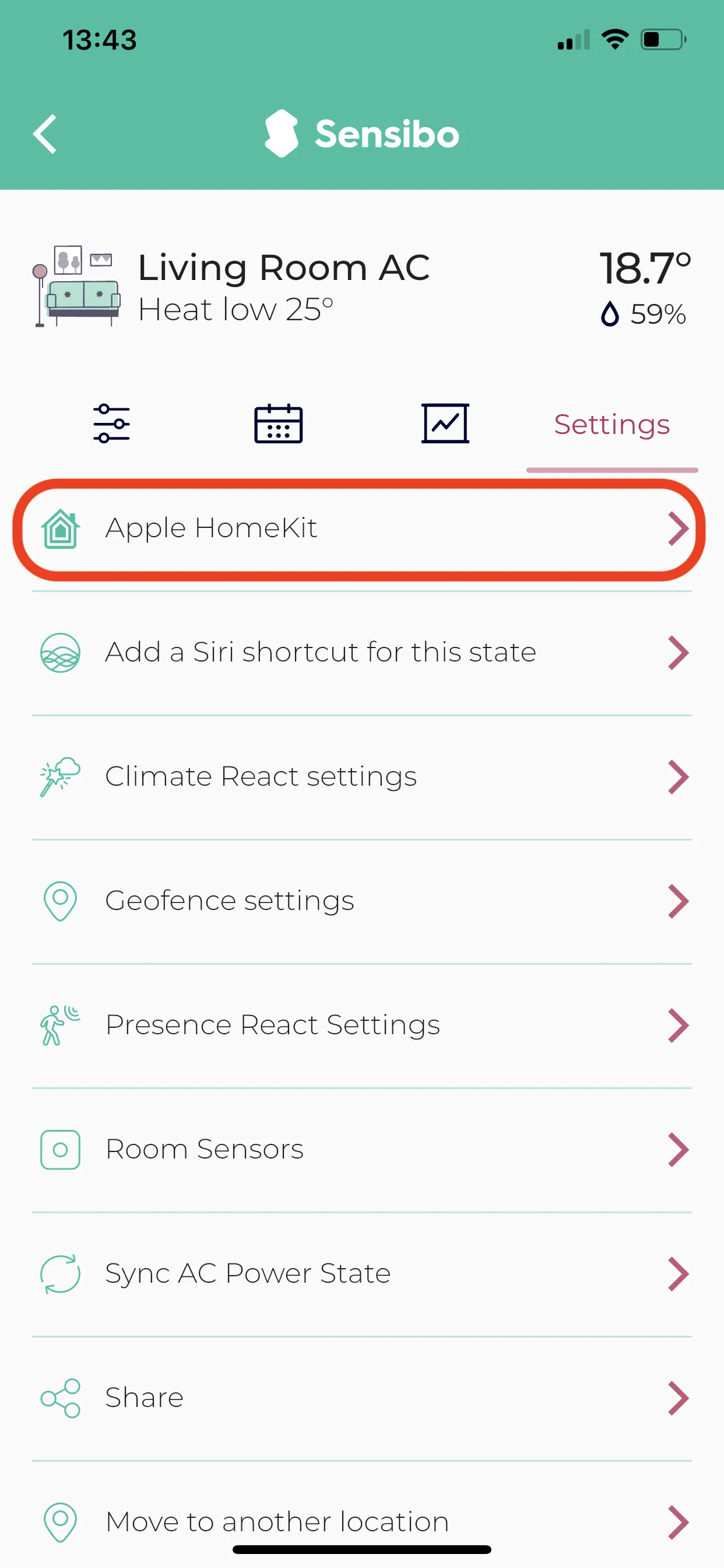 Select HomeKit option