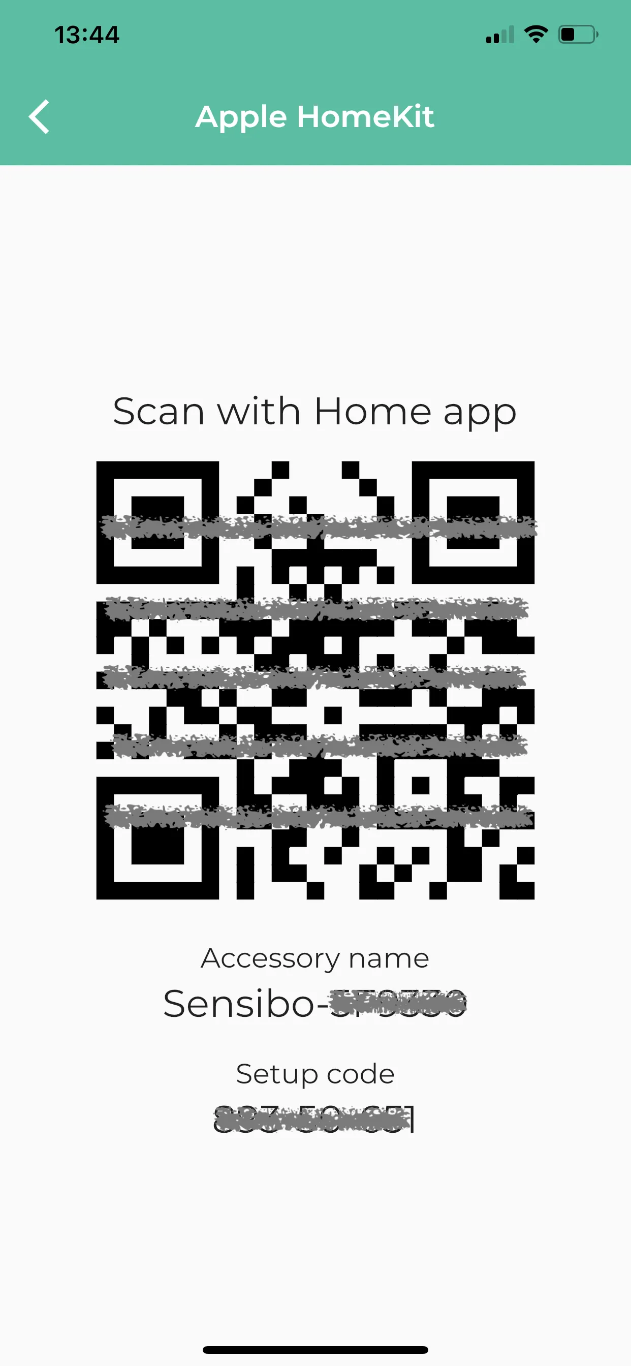 HomeKit setup code